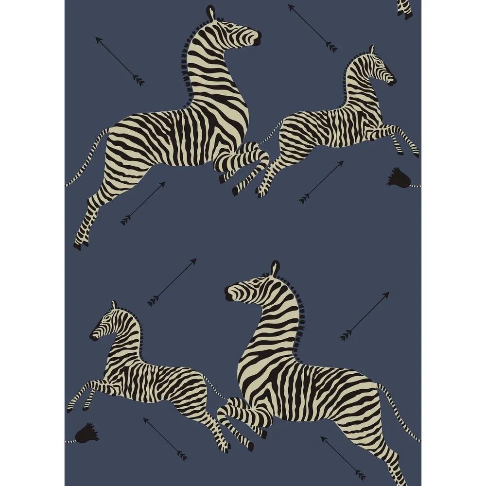 NEW! Scalamandre Blue Zebra Safari Peel & Stick Wallpaper-Reduced Price